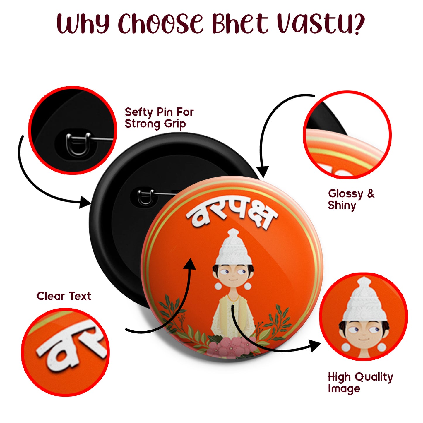 Varpaksh | Wedding Badges | Size - 58mm