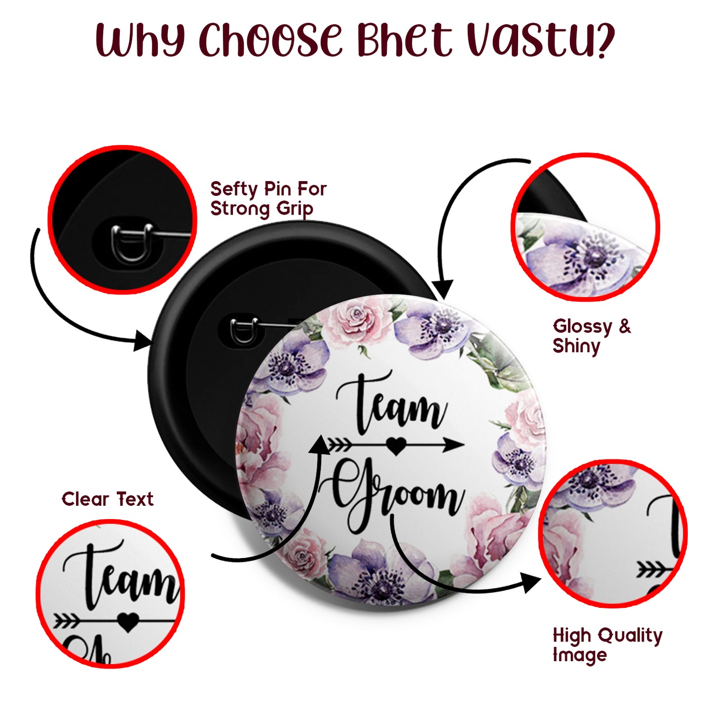 Team Groom | Wedding Badges | Size - 58mm