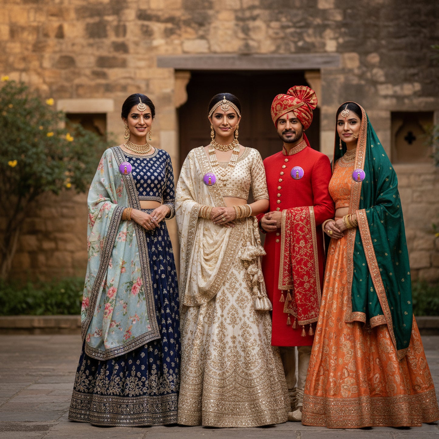 Vadhupaksh | Wedding Badges | Size - 58mm