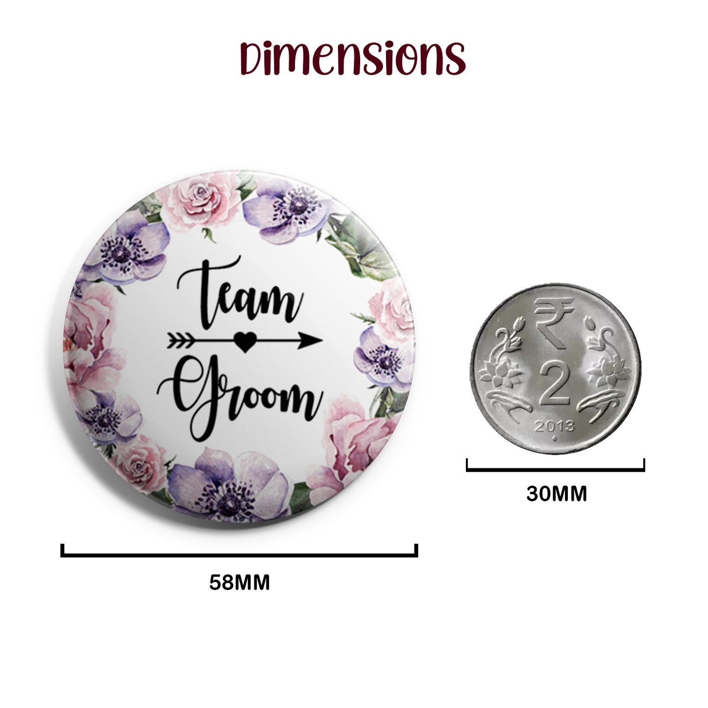 Team Groom | Wedding Badges | Size - 58mm
