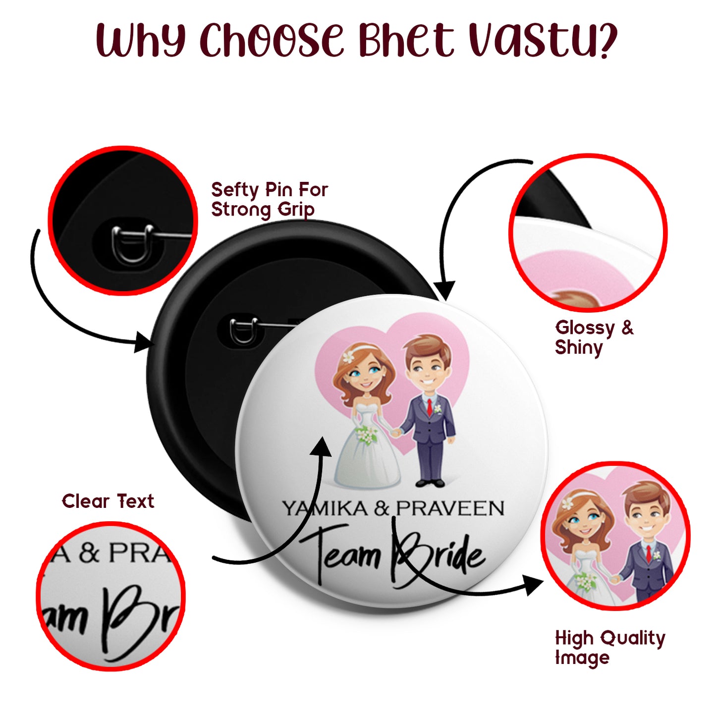 Team Bride | Wedding Badges | Size - 58mm