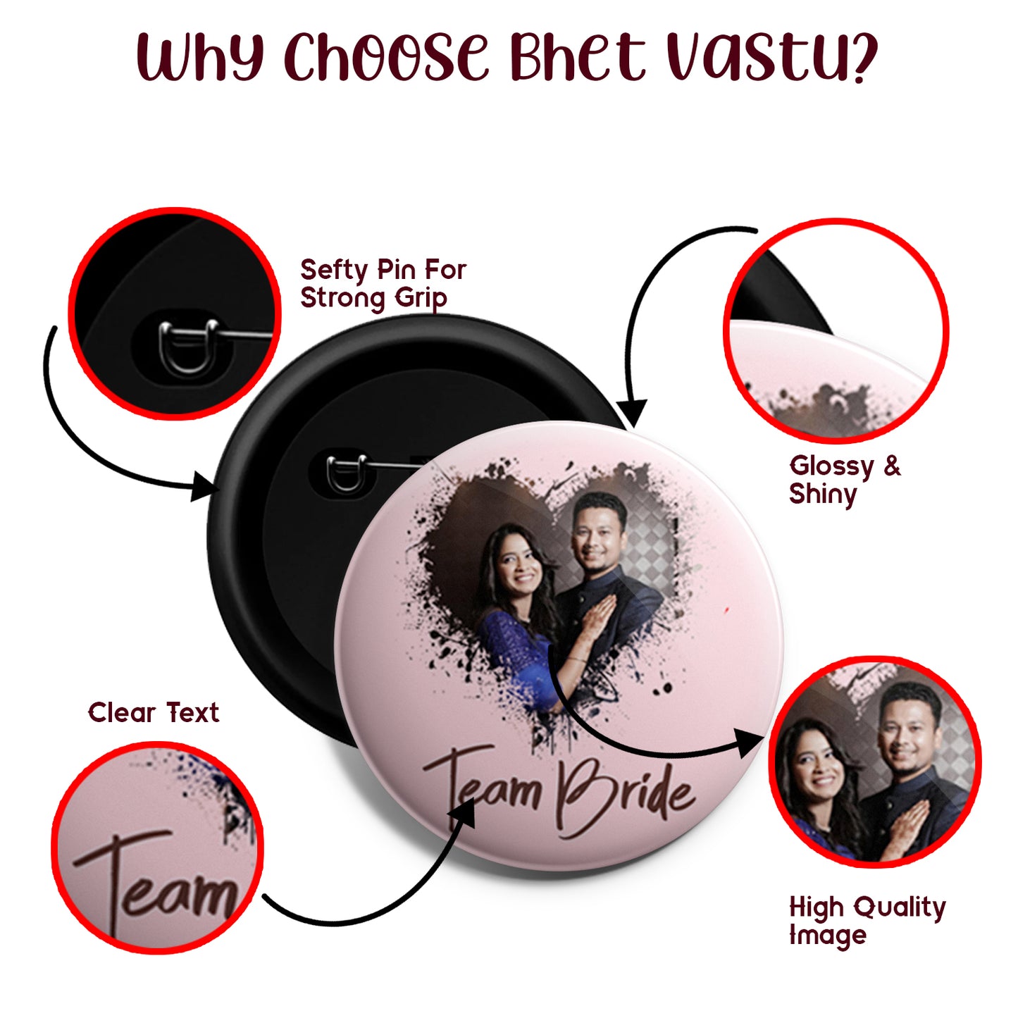 Team Bride | Wedding Badges | Size - 58mm