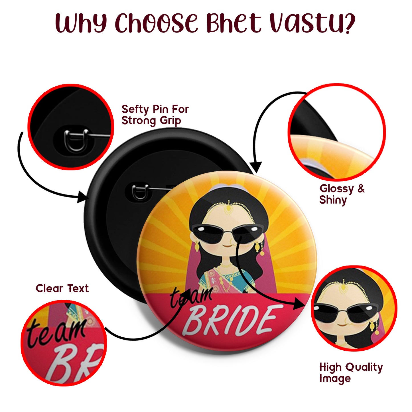 Team Bride | Wedding Badges | Size - 58mm