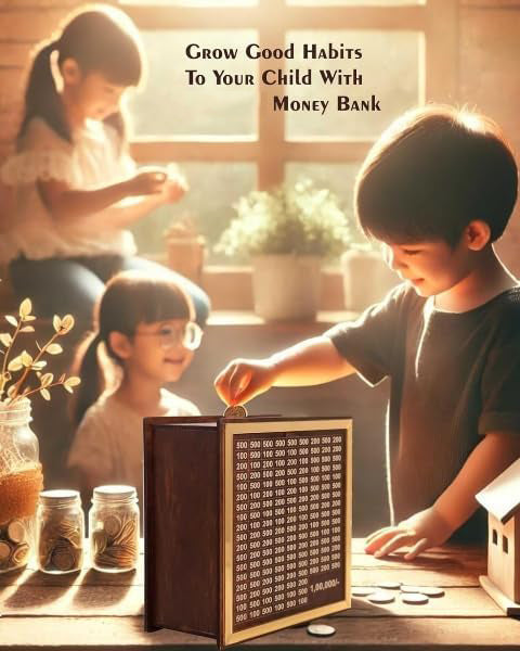 Wooden Money Saving Box | Wooden Piggy Bank | Target ₹100,000 Savings Box