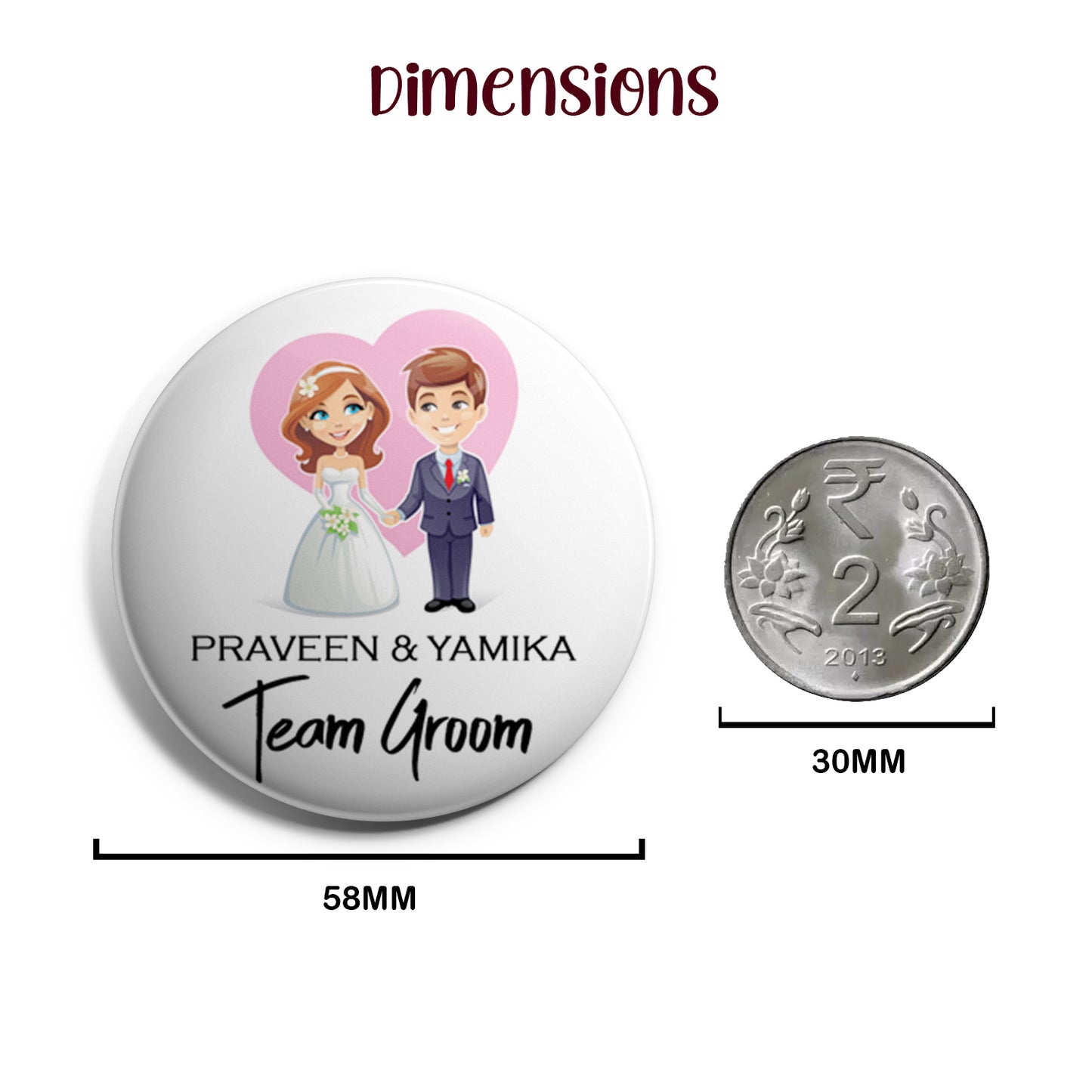 Team Groom | Wedding Badges | Size - 58mm