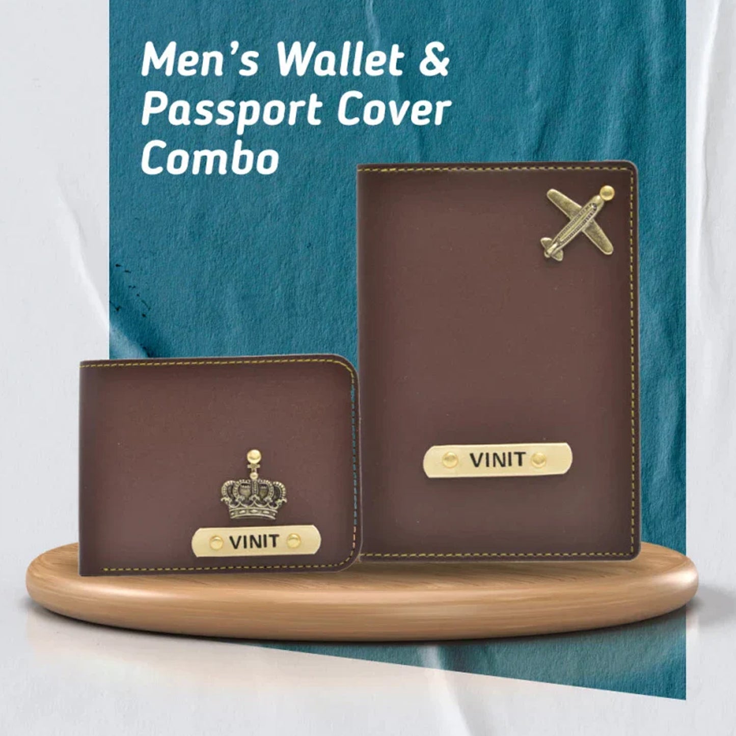 Personalized with Name and Charm Men's 2 Pcs Travel Combo