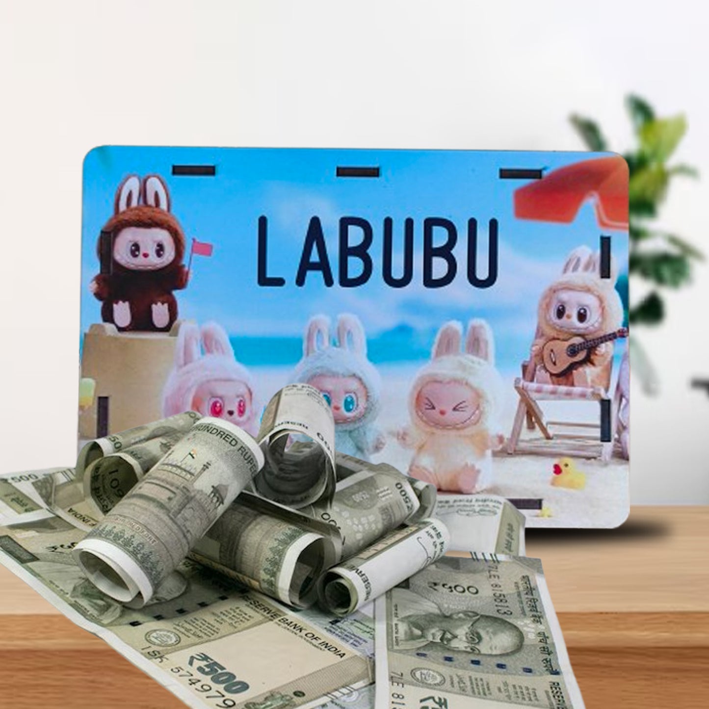 Labubu Money Saving Box | Wooden Piggy Bank | Target ₹100,000 Savings Box