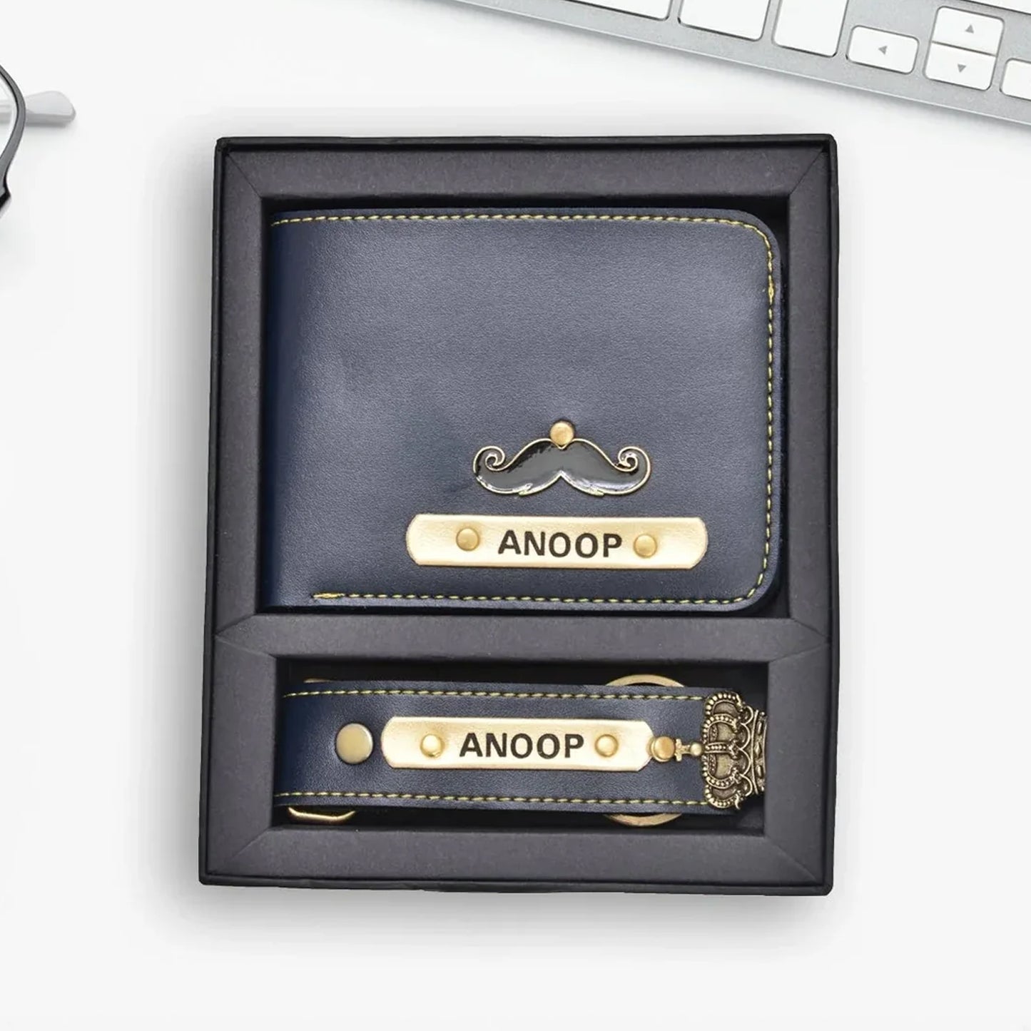 Personalized Faux Leather Men's Gift Combo – Set of 2