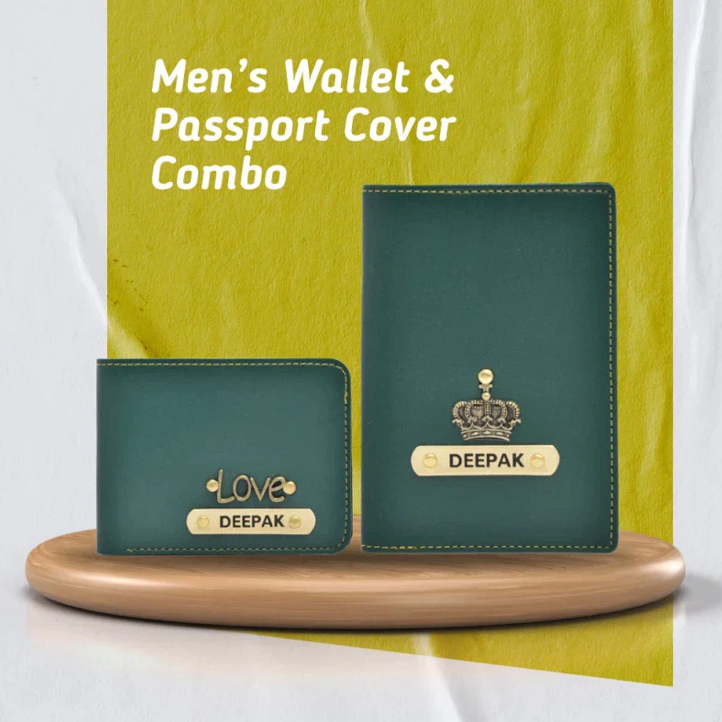 Personalized with Name and Charm Men's 2 Pcs Travel Combo
