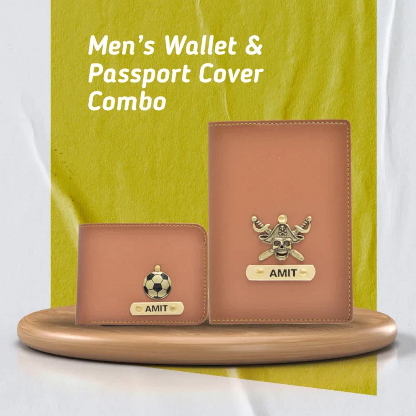 Personalized with Name and Charm Men's 2 Pcs Travel Combo