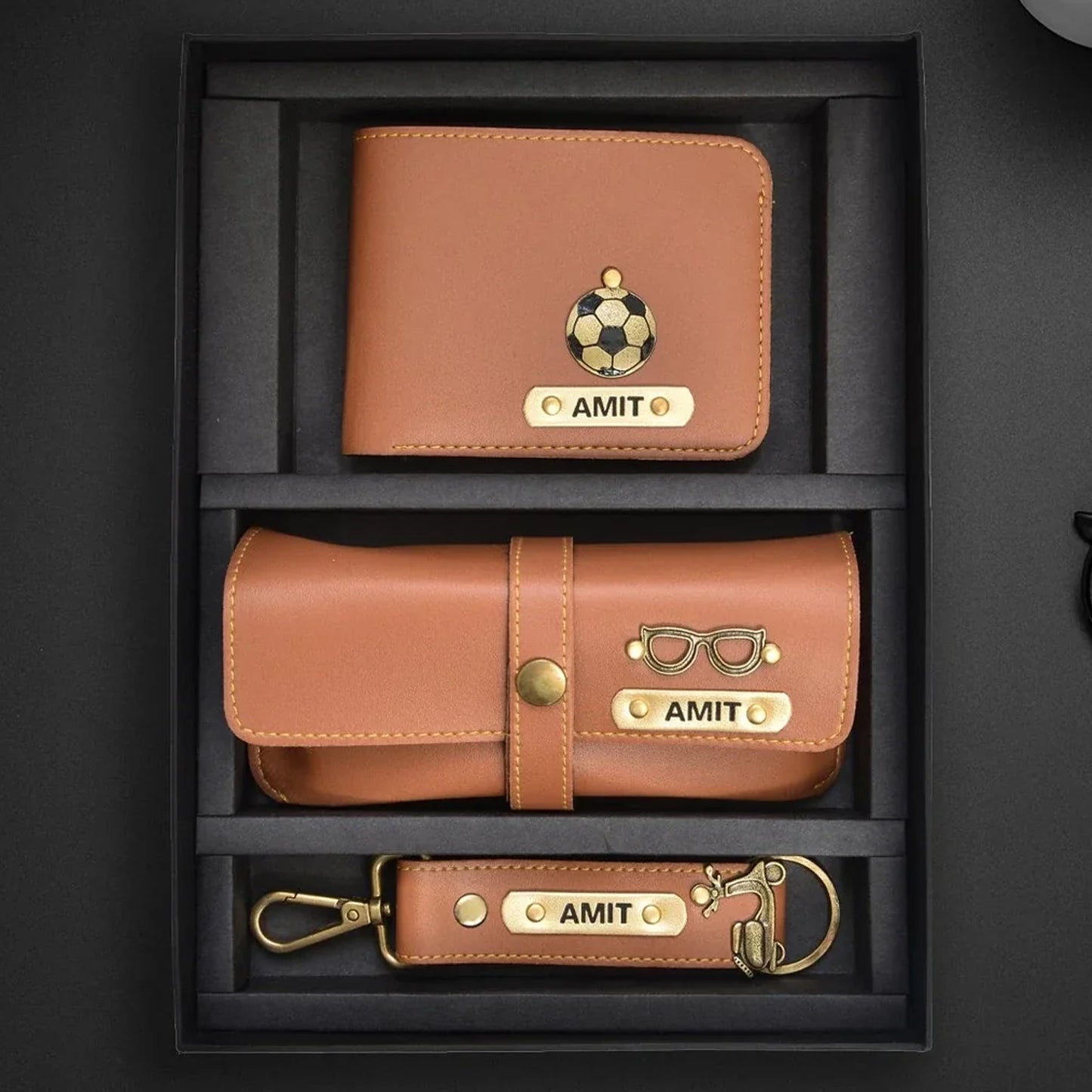 Premium Personalized Men's 3-Piece Combo | Faux Leather Gift Set