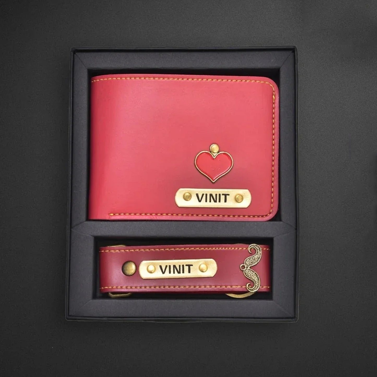 Personalized Faux Leather Men's Gift Combo – Set of 2